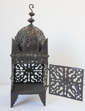 Large Moroccan Moorish Hurricane Metal Candle Lantern
