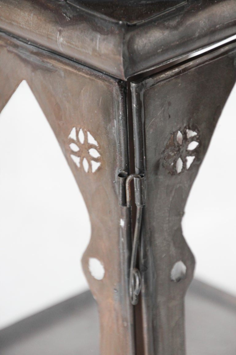 Moroccan Square Tole and Clear Glass Candle Lantern