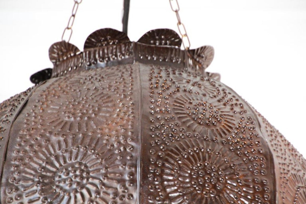 Handcrafted Moroccan Metal Orb Pendant, North Africa