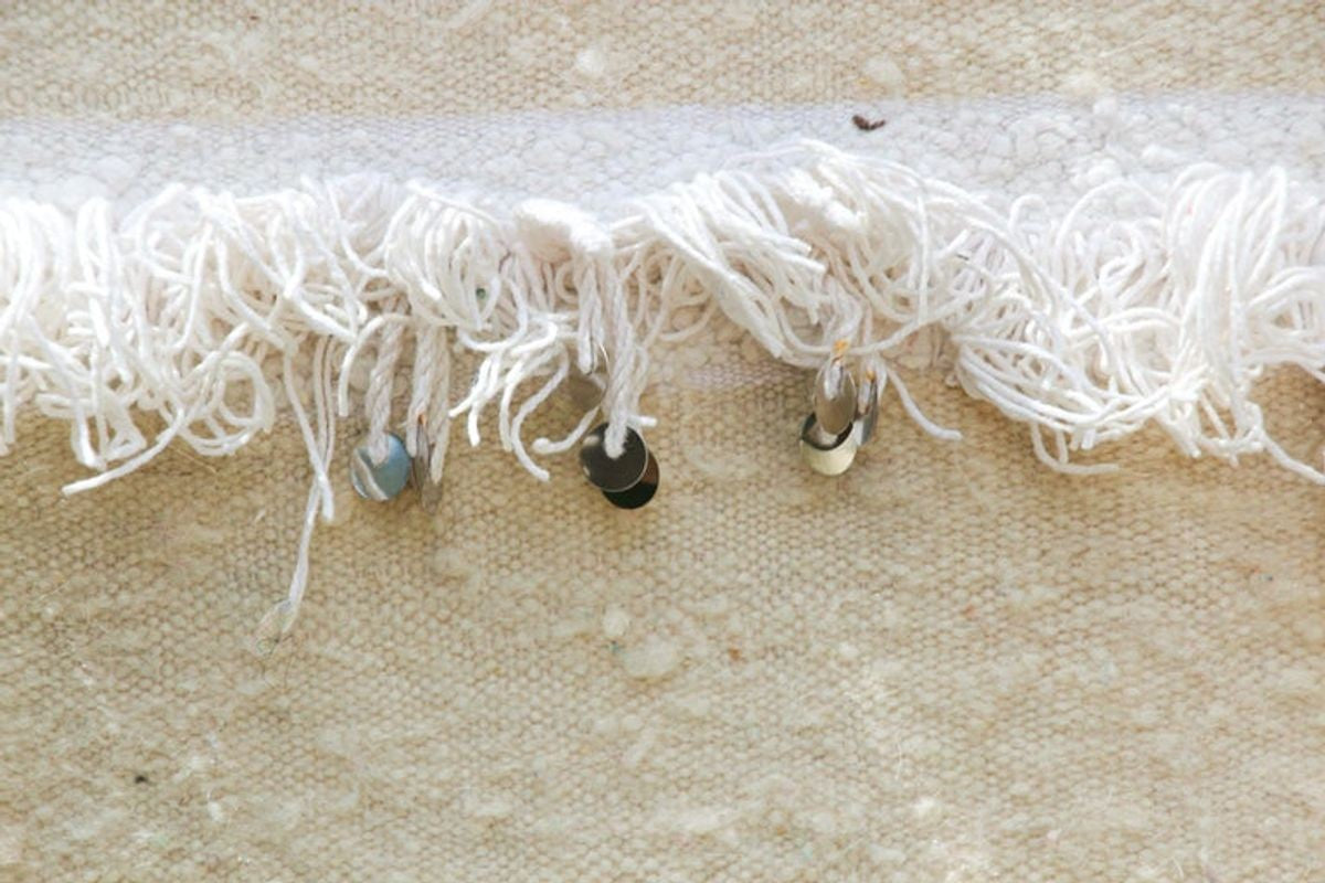 1960s Vintage Authentic Moroccan Wedding Blanket Throw with Sequins