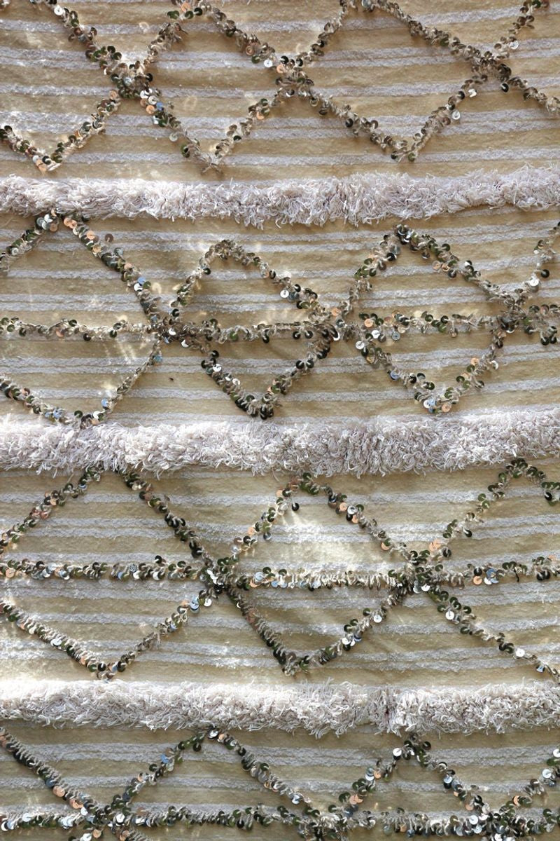 Vintage Moroccan Handcrafted Wedding Blanket Throw with Sequins