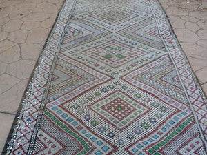 1960s Vintage Zemmour Moroccan Berber Rug Runner