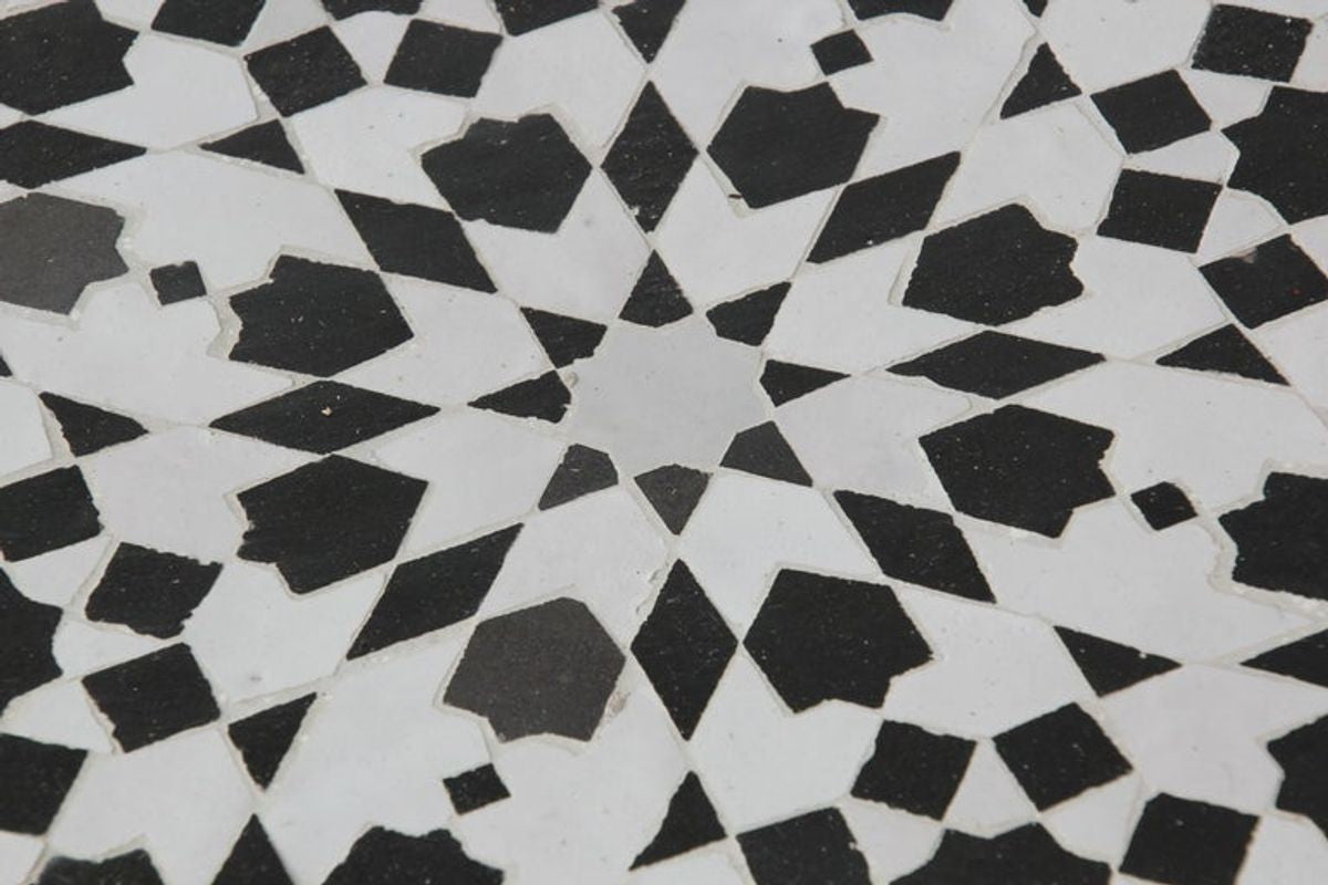Moroccan Fez Mosaic Tile Coffee Table in Black and White