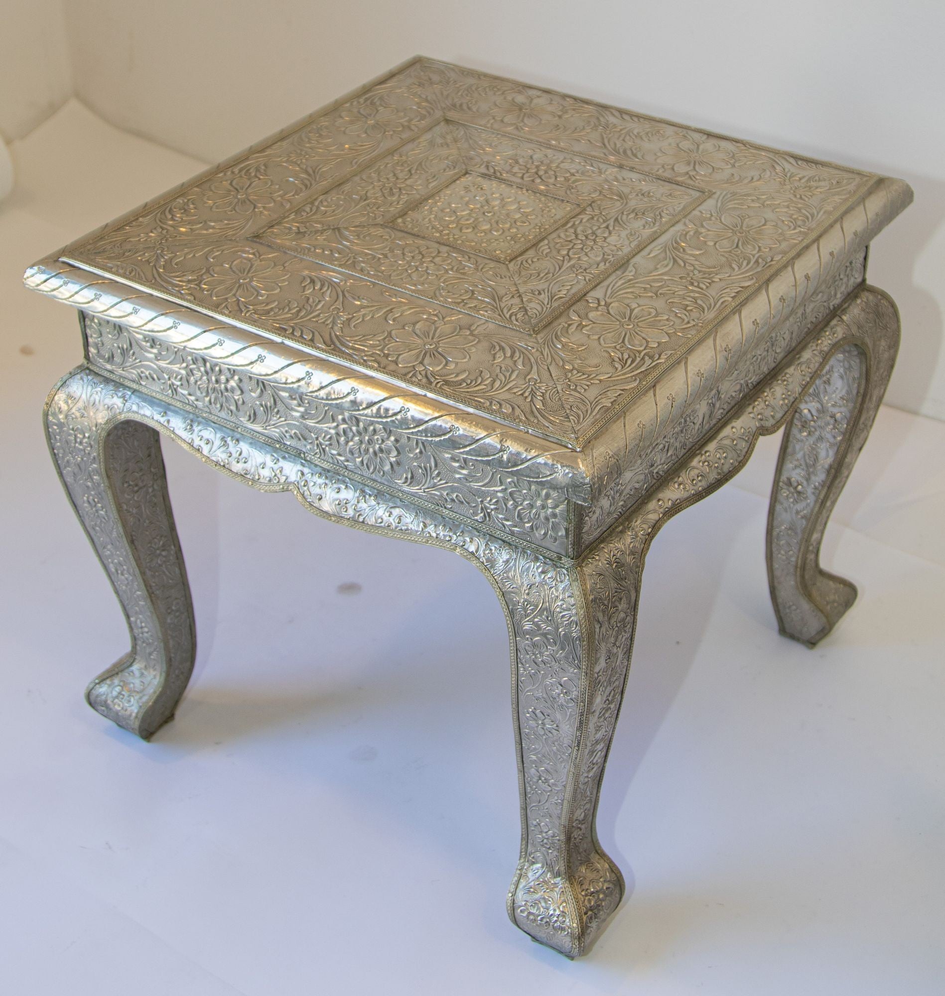 1950 Anglo-Indian Silver Wrapped Clad Side Low Table