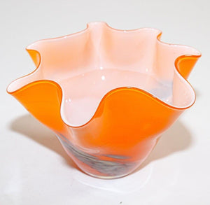 Murano Art Glass Venetian Fulvio Bianconi Vase Orange Freeform Handkerchief