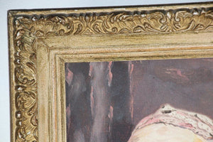 Vintage Orientalist Oil on Canvas A Portrait of A Young Girl