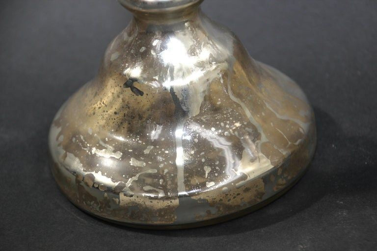 Silvered Mercury Glass Candlesticks, British Colonial Style, 1999