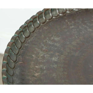 Turkish Tin Copper Tray Table on Wooden Folding Stand