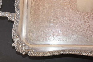 Vintage Large Silver Plate Tray George IV English Style