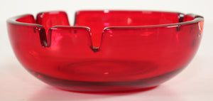 Vintage Mid-Century Glass Ruby Red Cigar Ashtray