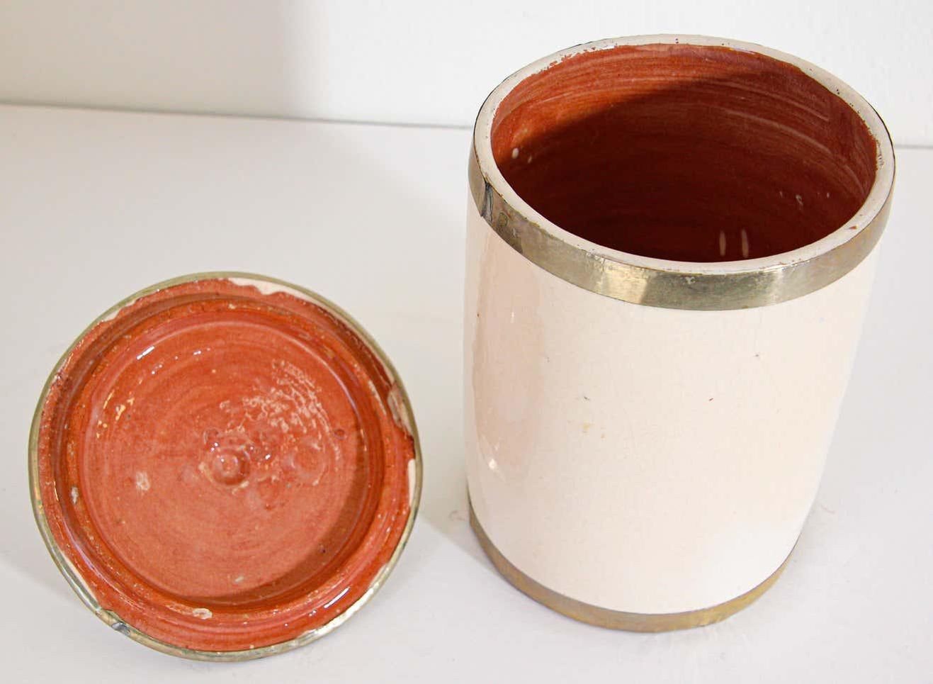 Vintage Moroccan Ceramic Urn with Lid