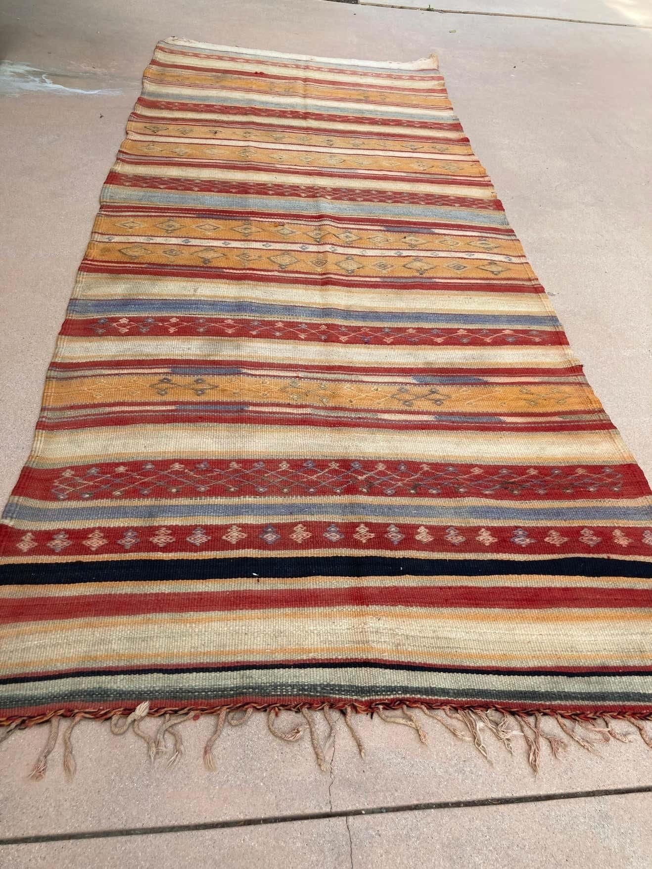 Vintage Moroccan Tribal Kilim Rug, circa 1960