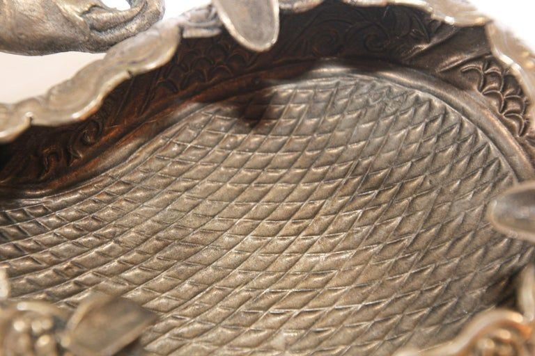 Mughal Indian Raj Style Elephant Shape Silver Ashtray