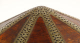 Large Asian Decorative Wooden Jewelry Box with Hammered Brass Metal Overlay