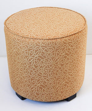 Post Moroccan Art Deco Style Pouf Upholstered in Gold Fabric