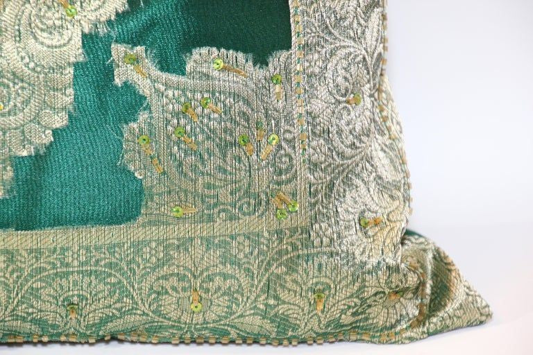 Green Moorish Pillow Embellished with Sequins and Beads E mosaik