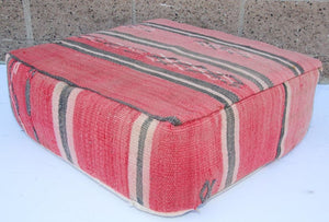 Vintage Moroccan Floor Pillow Seat Cushion Made from a Berber Old Rug