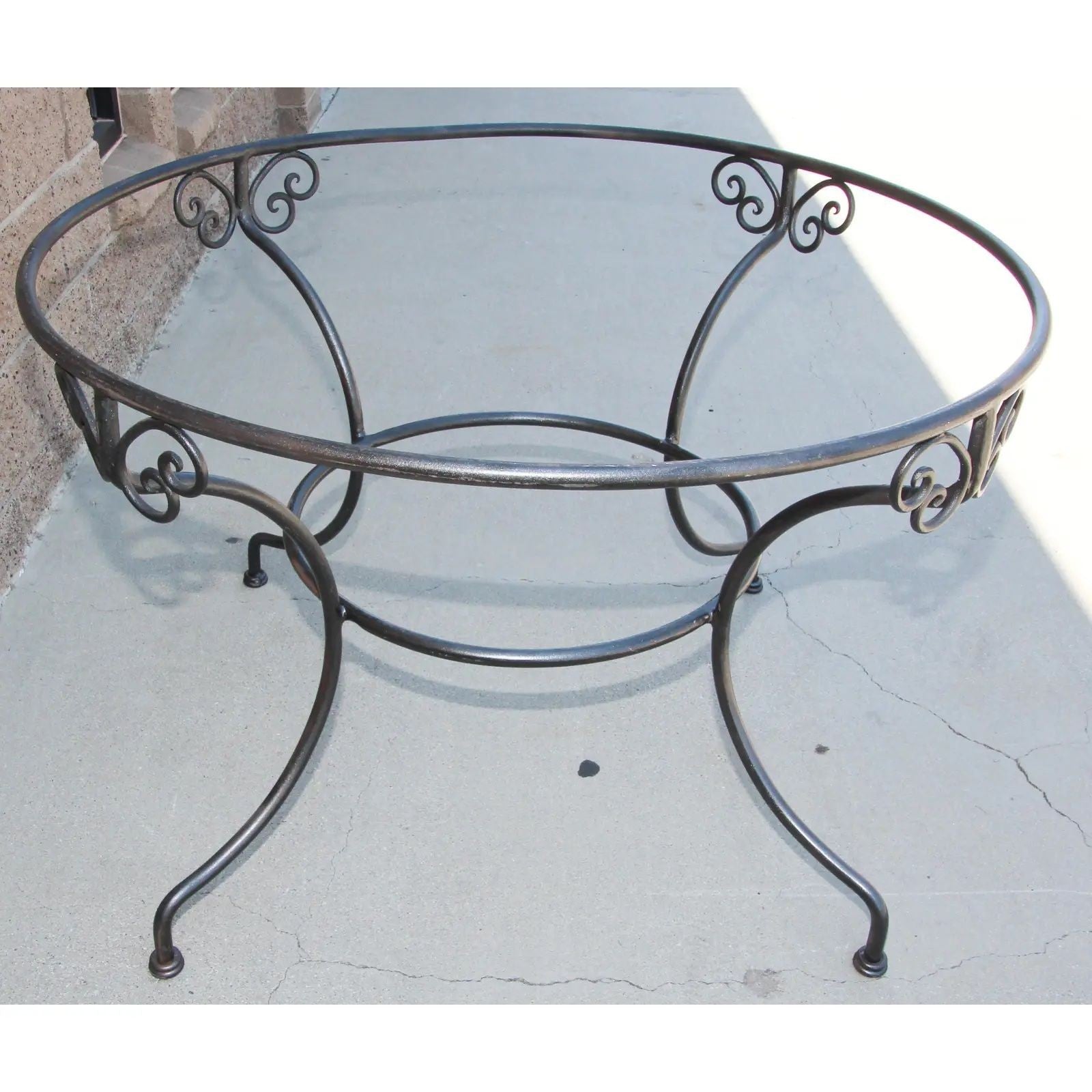 Moroccan Outdoor Round Mosaic Tile Dining Table on Iron Base 47 in.