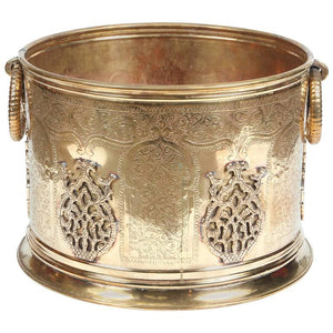 Large Moroccan Moorish Polished Brass Planter