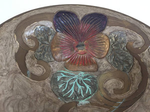 Art Nouveau A. Delbaux Brass Enameled Bowl, Made in France