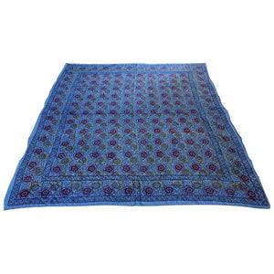 Vintage Kalamkari Textile, Hand-Blocked Cotton Floral Design, 1970