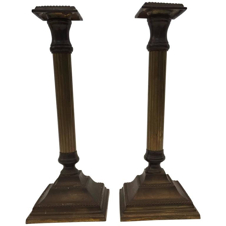 Pair of George III Brass Candlesticks