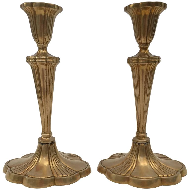 Pair of Art Nouveau Brass Candlesticks - E-mosaik