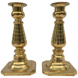 Pair of English Polished Brass Candlesticks
