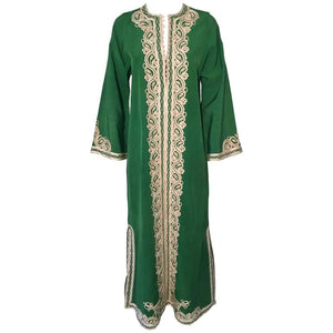 Moroccan Caftan Emerald Green Silk Kaftan Size S to M