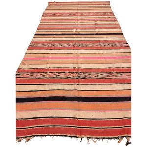 Vintage Moroccan Berber Striped Wool Kilim Rug, 5'4" x 11'6"