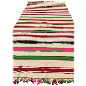 1960s Moroccan Berber Kilim Rug, Multicolor Stripes, 5'11" × 13'5"