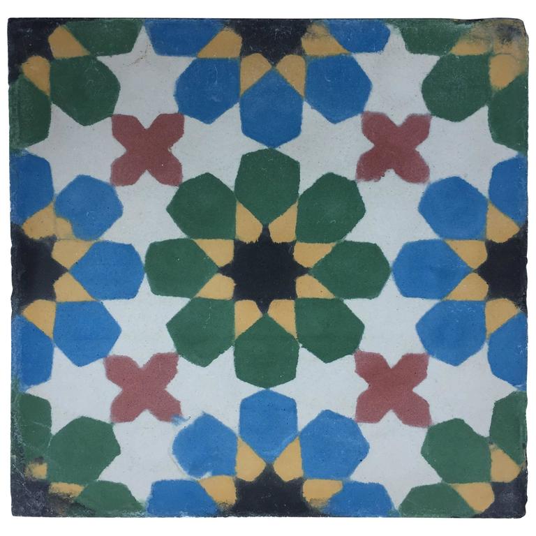 Moroccan Handmade Cement Tile with Traditional Fez Design