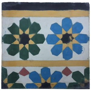 Moroccan Encaustic Cement Tile Border with Fez Design