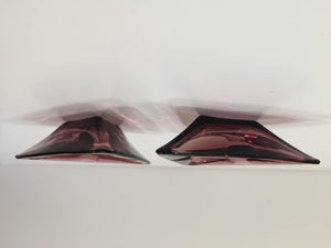 Vintage Moroccan Hazel Atlas Amethyst Triangle Pair of Ashtrays
