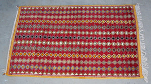 1980s Vintage Moroccan Boujad Hand-Woven Tribal Rug