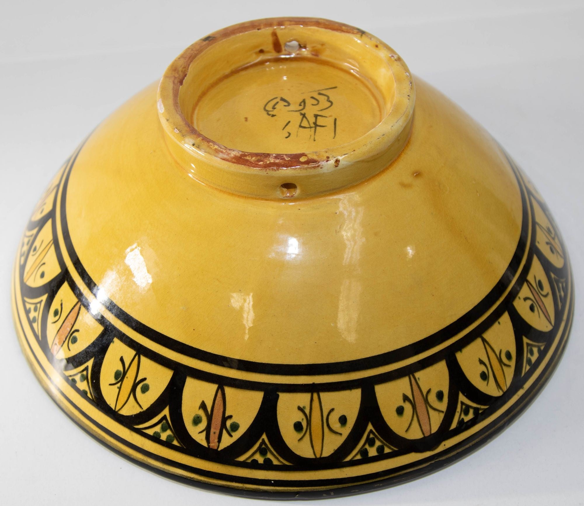 Vintage Moroccan Handcrafted Ceramic Yellow Bowl