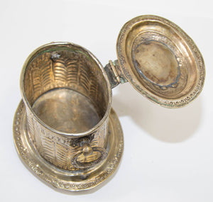 Antique Moroccan Silver Plated Tea Caddy Footed Candy Box