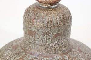 Antique Copper Vase with Hindu Scenes, 19th Century