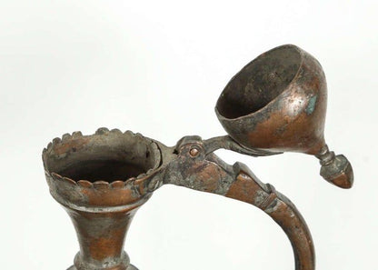 Antique 19th Century Ottoman Turkish Tinned Copper Ewer Ibrik, Islamic Metalwork