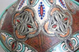 Moroccan Moorish Ceramic Bowl with Lid, Tajine from Fez