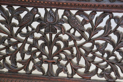19th Century Anglo-Indian Mughal Carved Hardwood Three-Panel Screen, circa 1880