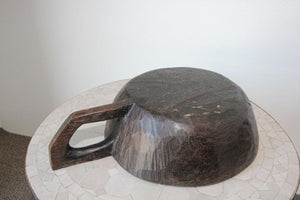 Hand-Carved African Ethiopian Wooden Bowl with Handle