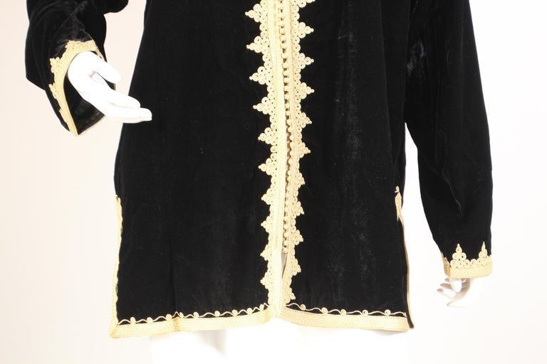 Moroccan Kaftan Black Velvet Vest with Gold Embroideries