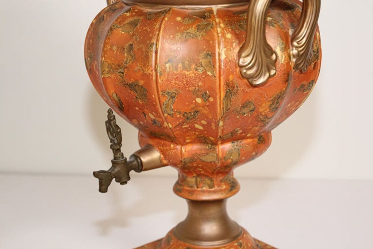 Porcelain Samovar, Tea or Coffee Urn Handmade in Italy