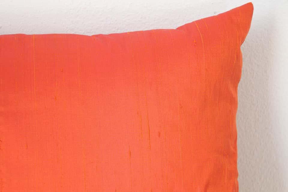 Decorative Burnt Orange Raw Silk Throw Pillow
