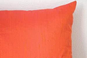 Decorative Burnt Orange Raw Silk Throw Pillow