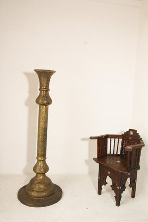 Antique Egyptian Middle Eastern Brass Candleholder Floor Lamp