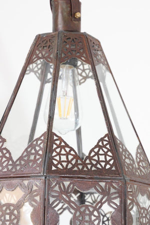 Moroccan Moorish Metal and Glass Lantern