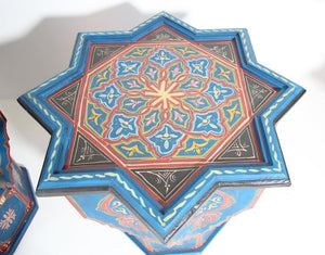 Moorish Star Shape Blue Pair of Side tables