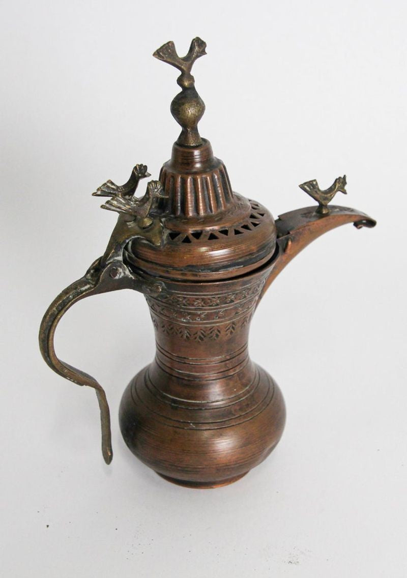 19th c Antique Middle Eastern Dallah Turkish Ottoman Bronze Copper Coffee Pot